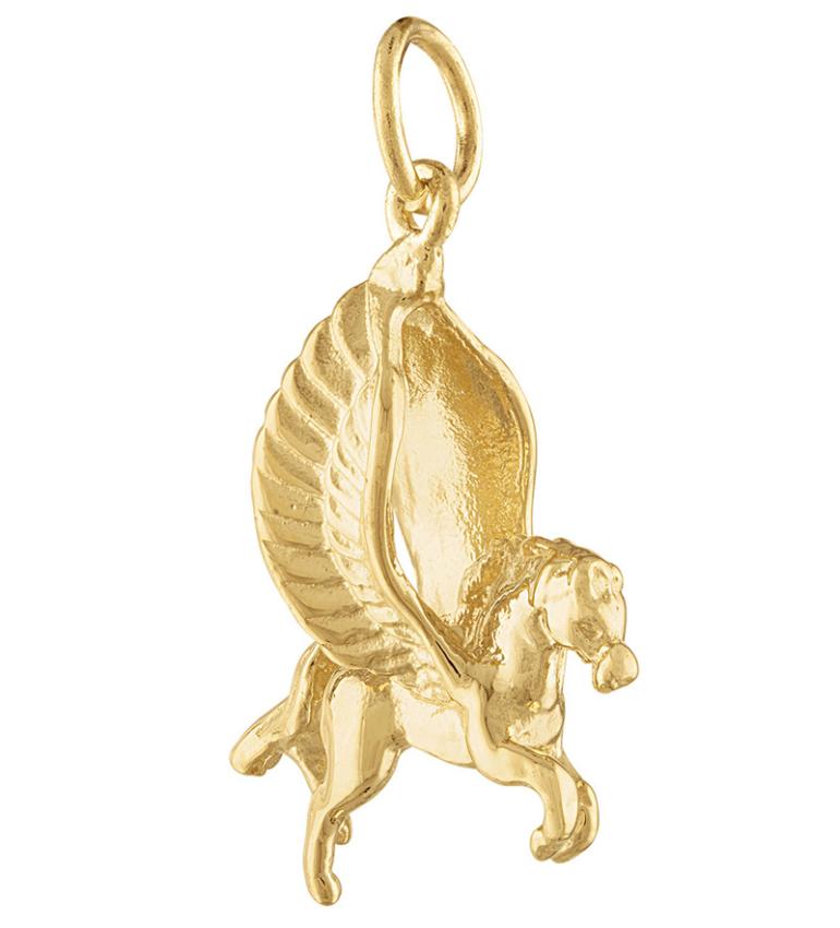 Pegasus charm in 14k gold, $295; Charmco