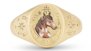 Wild Horse ring in 18k gold, enamel and diamonds, $4,487.17, Cece