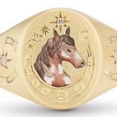 Wild Horse ring in 18k gold, enamel and diamonds, $4,487.17, Cece